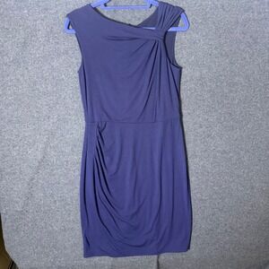 Ann Taylor 6 Blue Draped Knot Shoulder Sheath Dress Wedding Church Modest NWT